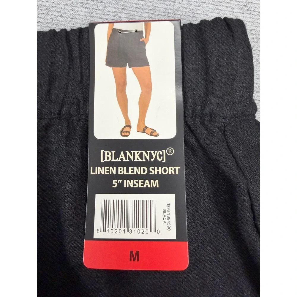 BlankNYC Linen‎ Blend Shorts Black Drawstring Elastic Waist Womens M